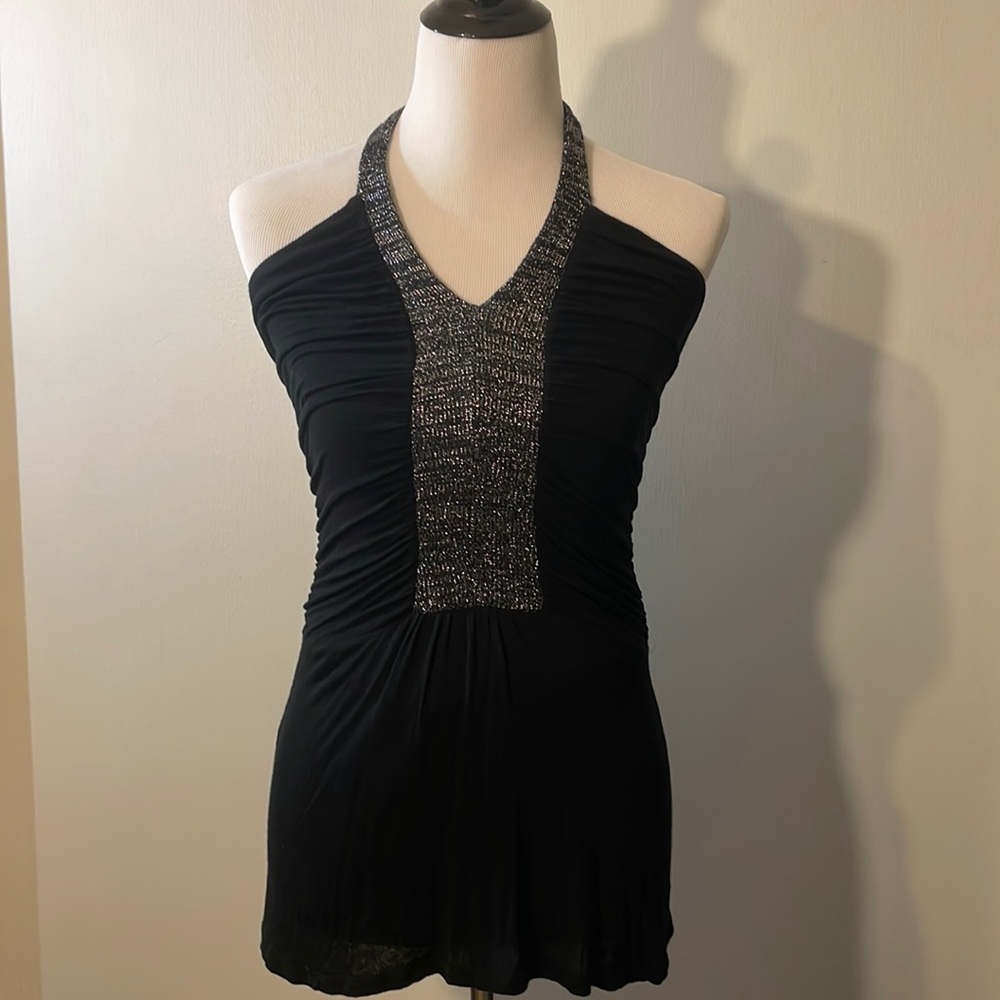Black and silver halter top